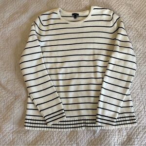 Talbots White and Black Striped Knit Sweater - Size XL
